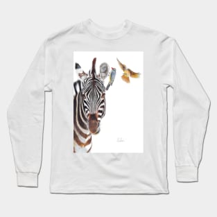 Horse Whisperer - zebra coloured pencil drawing Long Sleeve T-Shirt